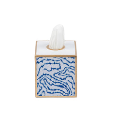 Heatwave Enameled Blue Square Metal Tissue Box Cover for Bathroom, Vanity, Bedroom, Home Office