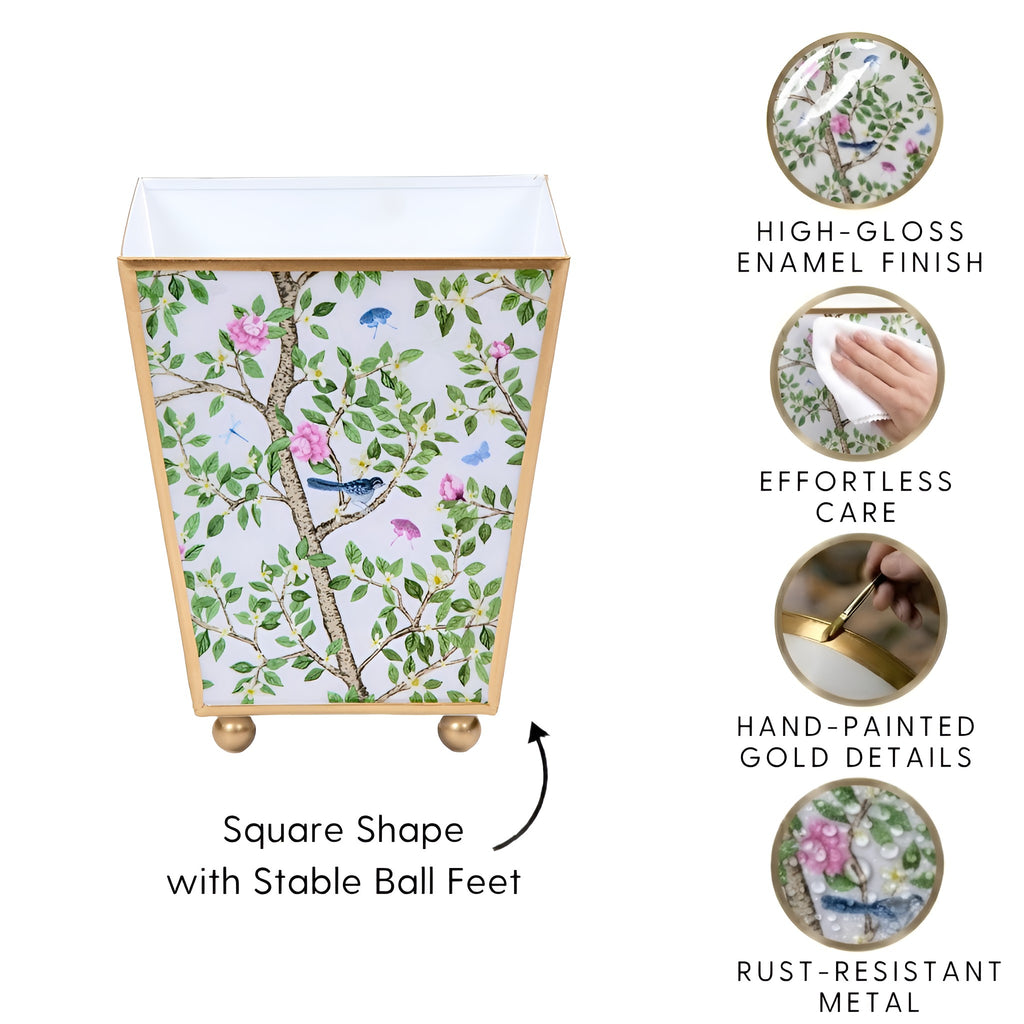 Elsie's Garden Enameled Square Cachepot Planter