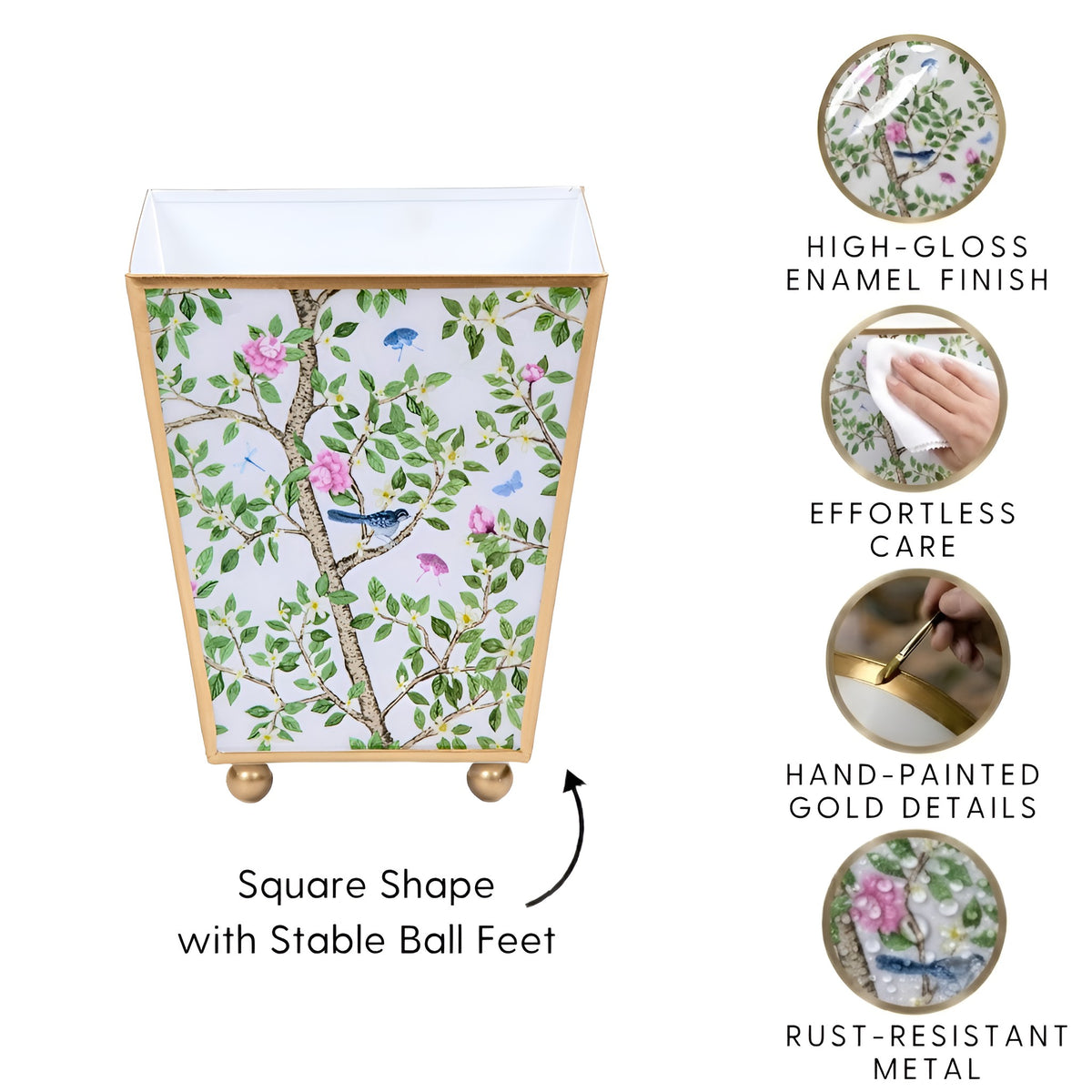 Elsie's Garden Enameled Square Cachepot Planter