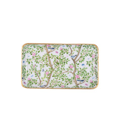 Elsie's Garden Blue and Pink Enameled Set of 2 Rectangle Vanity Trays, Catch All Trays - Rowan Decorative Trays