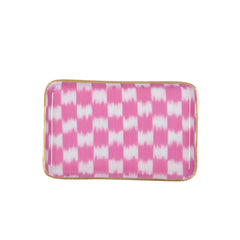 Elsie's Garden Blue and Pink Enameled Set of 2 Rectangle Vanity Trays, Catch All Trays - Rowan Decorative Trays