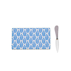 Lotti Enameled Blue Charcuterie Board, Wooden Cutting Board, Chopping Board for Serving, Food & Meat Prep