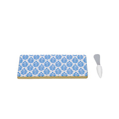 Lotti Enameled Blue Charcuterie Board, Wooden Cutting Board, Chopping Board for Serving, Food & Meat Prep