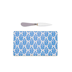 Lotti Enameled Blue Charcuterie Board, Wooden Cutting Board, Chopping Board for Serving, Food & Meat Prep