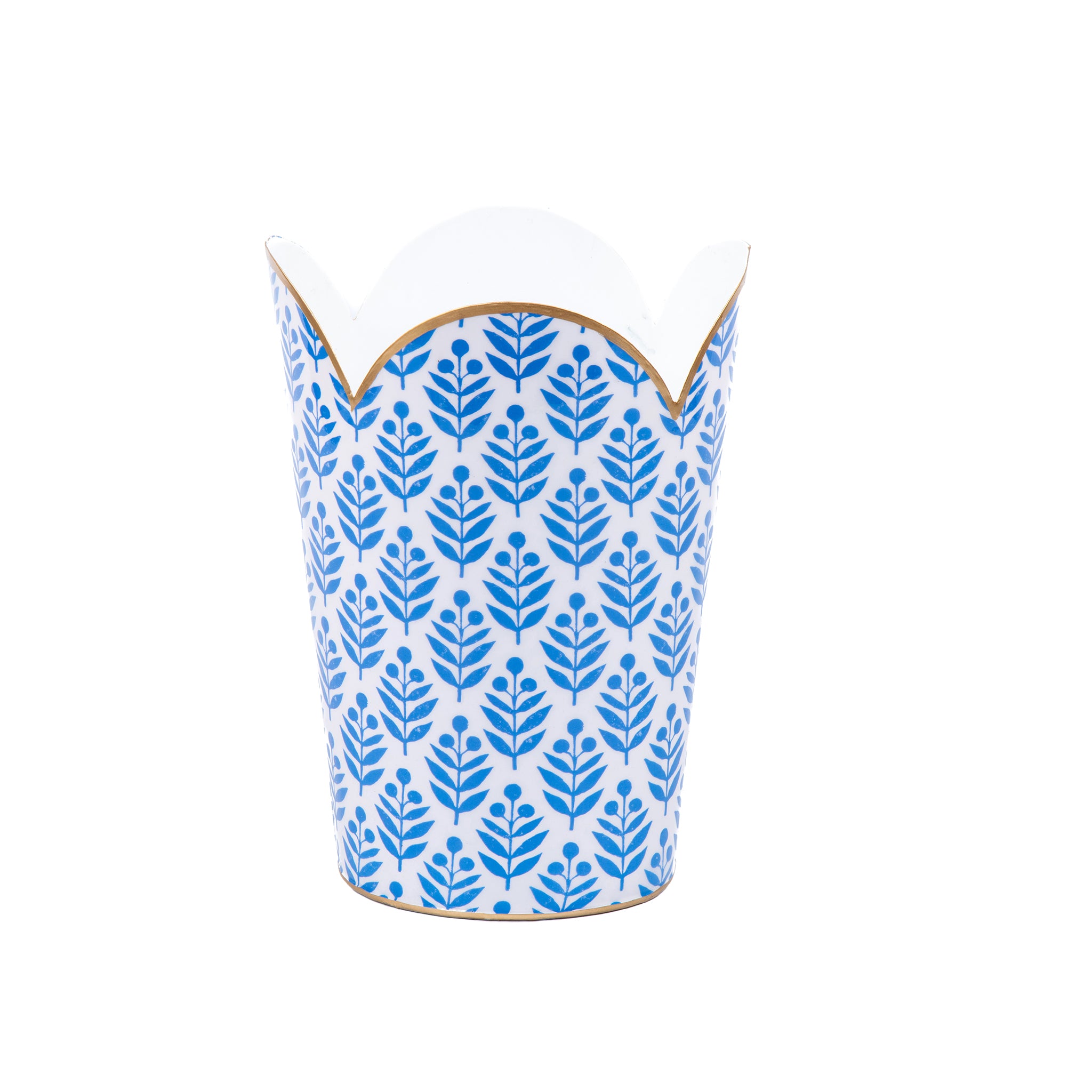 Lottie Enameled Tulip Wastebasket - Blue