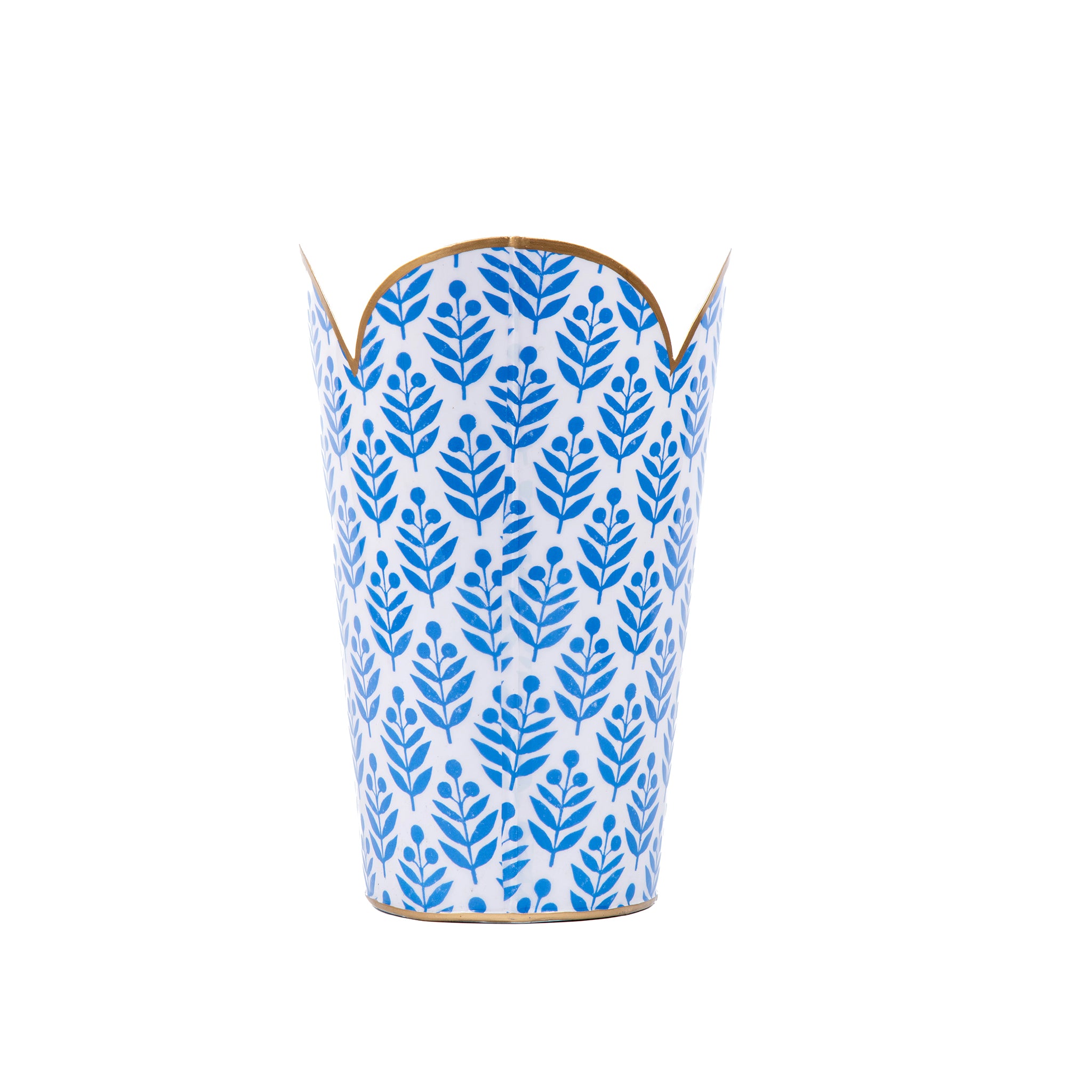 Lottie Enameled Tulip Wastebasket - Blue