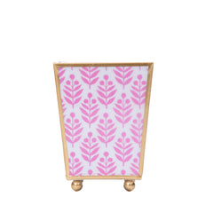 Lottie Enameled Pink Square Metal Cachepot Planter for Bedroom, Home Office, Kitchen, Living Room