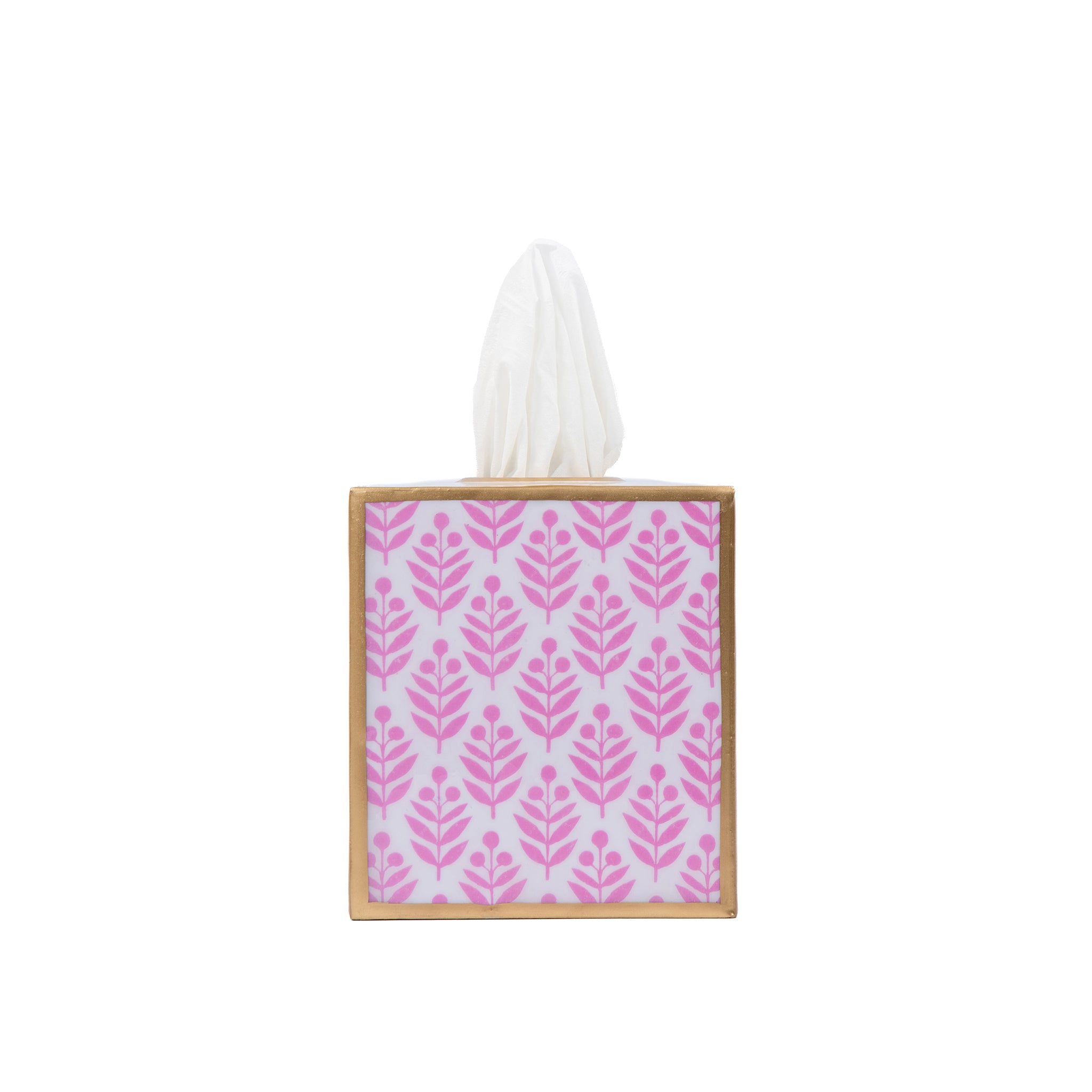 Lottie Enameled Tissue Box Cover - Pink