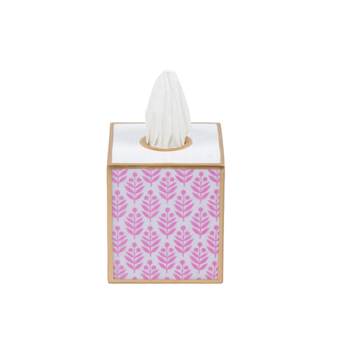 Lottie Enameled Tissue Box Cover - Pink