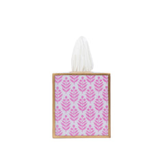 Lottie Pink Enameled Square Metal Tissue Box Cover for Bathroom, Vanity, Bedroom, Home Office