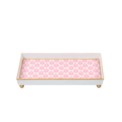 Lottie Pink Enameled Rectangle Vanity Tray for Bathroom, Vanity, Bedroom - Oliver Decorative Tray