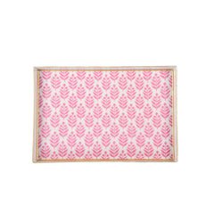 Lottie Pink Enameled Rectangle Vanity Tray for Bathroom, Vanity, Bedroom - Oliver Decorative Tray