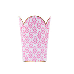 Lottie Pink Enameled Bathroom Trash Can, Wastebasket, Dustbin for Bedroom, Home Office, Vanity - Tulip Shape without Lid