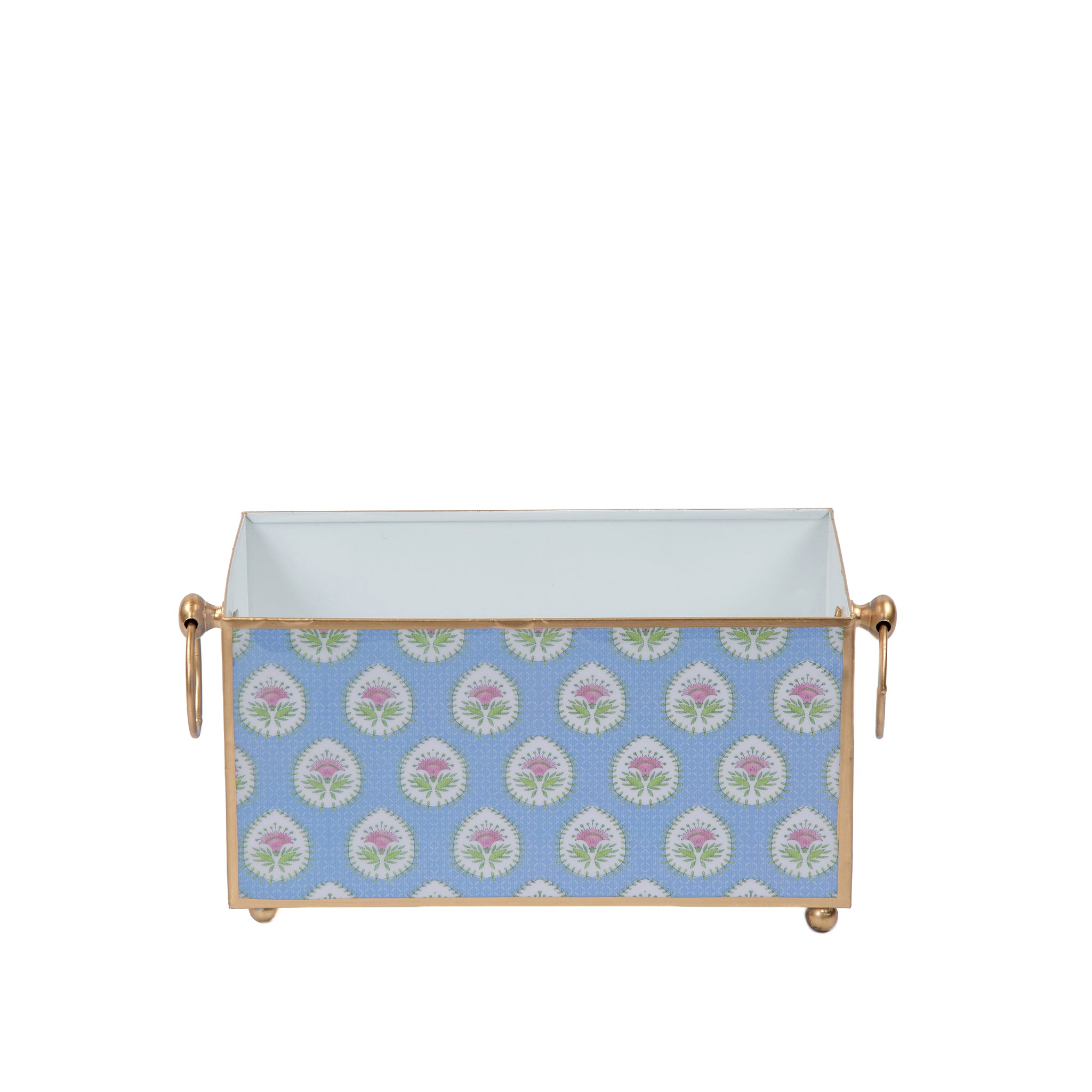 Enameled Multi-Color Rectangular Cachepot For Bedroom / Office / Kitchen / Living Room  - Metal Construction 6 in x 6 in x 12 in - The Daphne Collection - Avail 05/17