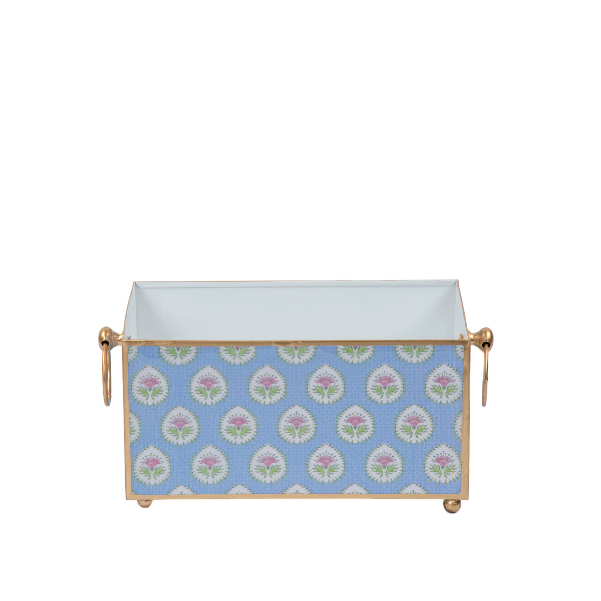Enameled Multi-Color Rectangular Cachepot For Bedroom / Office / Kitchen / Living Room  - Metal Construction 6 in x 6 in x 12 in - The Daphne Collection - Avail 05/17