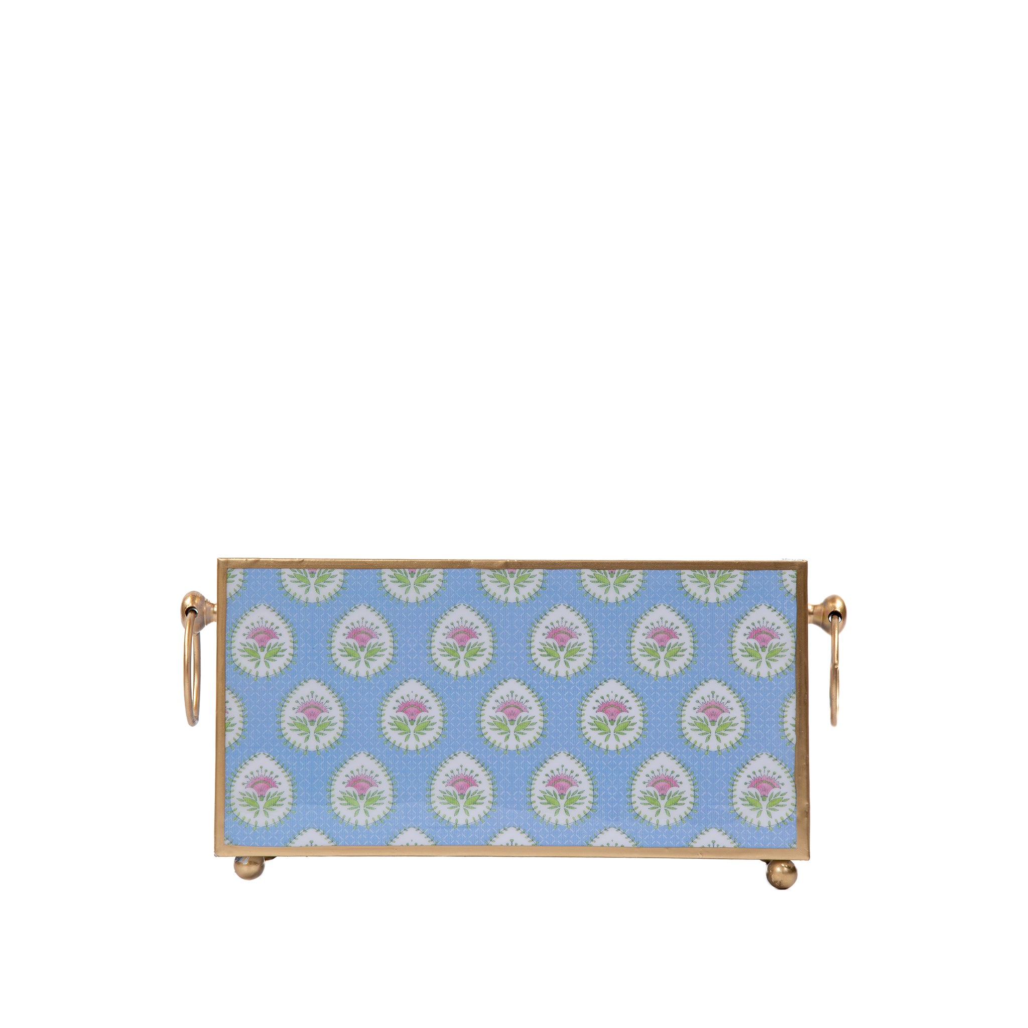 Enameled Multi-Color Rectangular Cachepot For Bedroom / Office / Kitchen / Living Room  - Metal Construction 6 in x 6 in x 12 in - The Daphne Collection - Avail 05/17