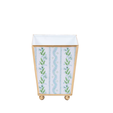 Emma Stripe Enameled Square Cachepot Planter