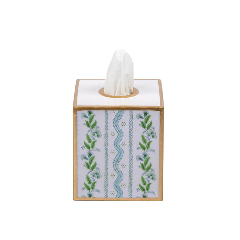 Emma Stripe Enameled Tissue Box Cover