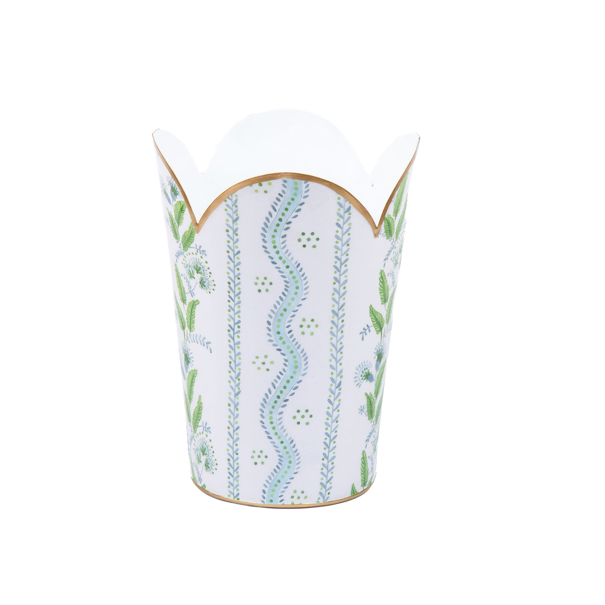 Emma Stripe Enameled Tulip Wastebasket