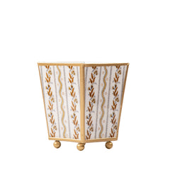 Emma Stripe Enameled Square Cachepot Planter - Avail 08/24