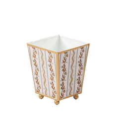 Emma Stripe Enameled Square Cachepot Planter - Avail 08/24