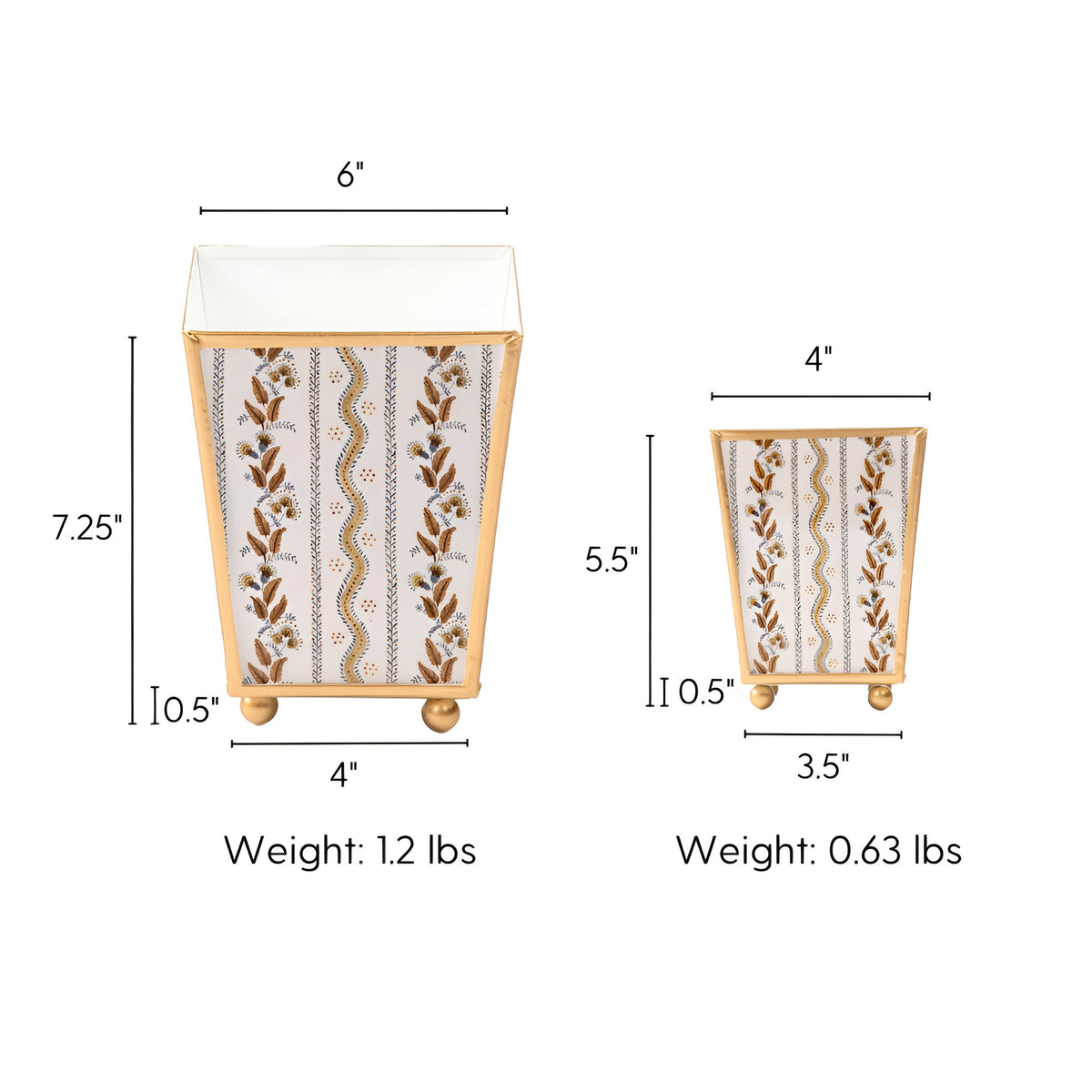 Emma Stripe Enameled Square Cachepot Planter