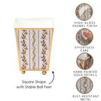 Emma Stripe Enameled Square Cachepot Planter