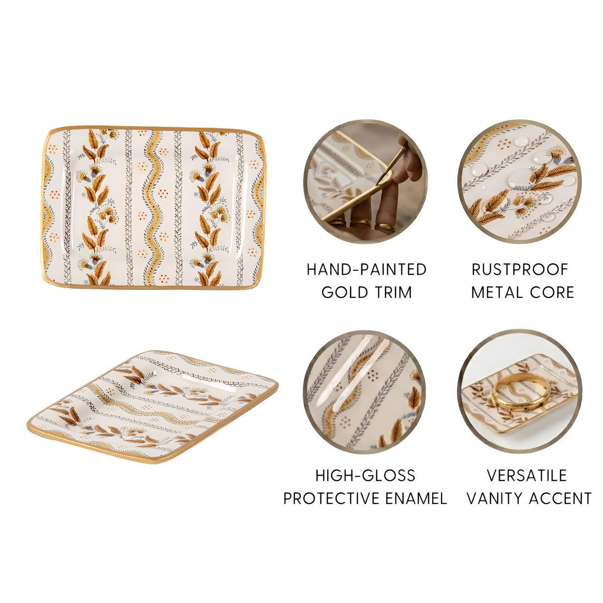 Emma Stripe Enameled Laney Soap Dish