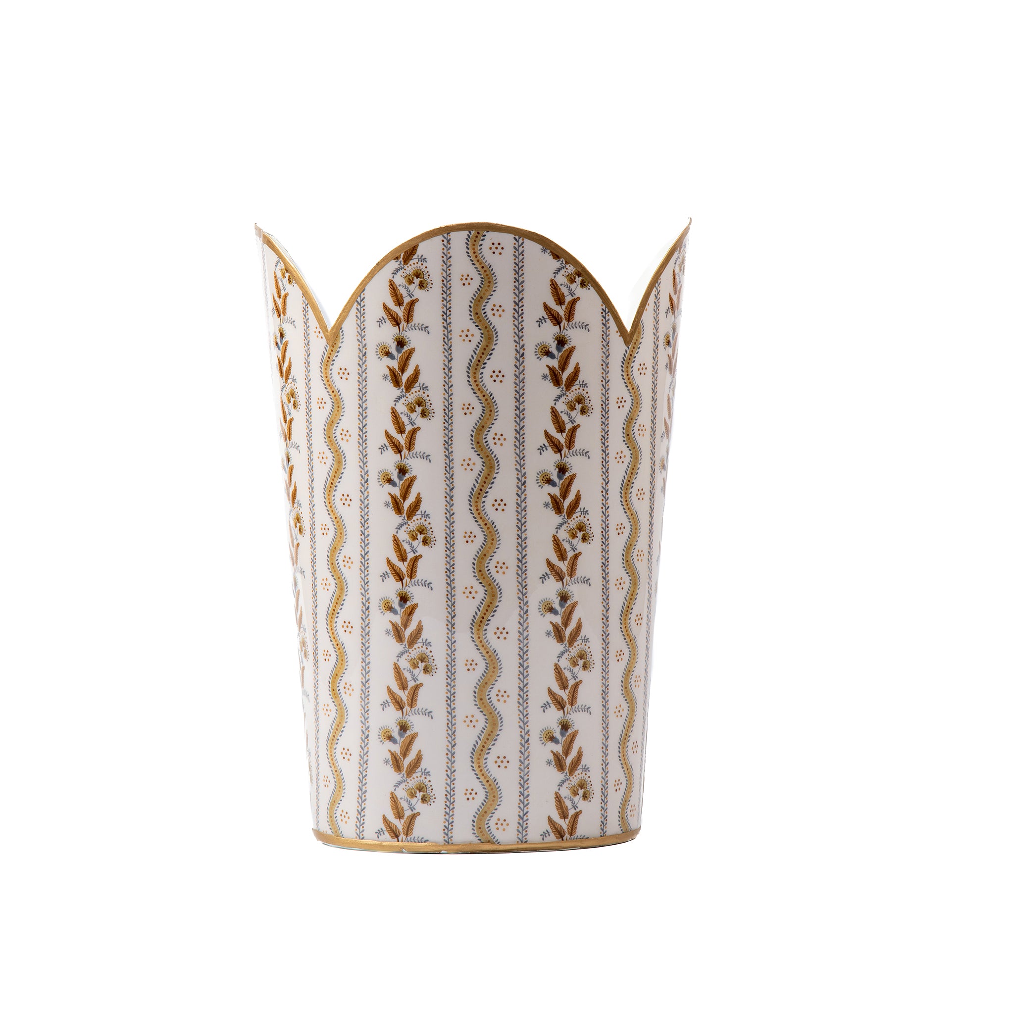Emma Stripe Enameled Tulip Wastebasket - Avail 08/24