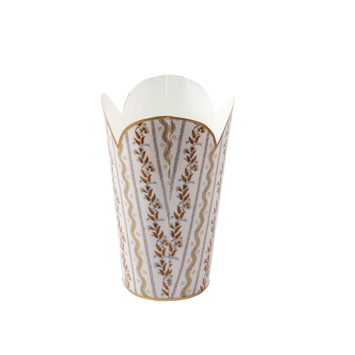 Emma Stripe Enameled Tulip Wastebasket - Avail 08/24
