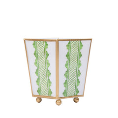 Clarabelle Enameled Green Square Metal Cachepot Planter for Bedroom, Office, Kitchen, Living Room - Hostess Gifts