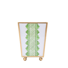 Clarabelle Enameled Green Square Metal Cachepot Planter for Bedroom, Office, Kitchen, Living Room - Hostess Gifts