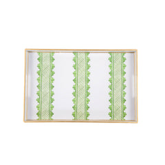 Clarabelle Green Rectangle Decorative Serving Tray - for Kitchen, Barware, Vanity