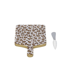 Leopard Cream Enameled Charcuterie Board, Wooden Cutting Board, Serving and Chopping Board for Food & Meat Prep