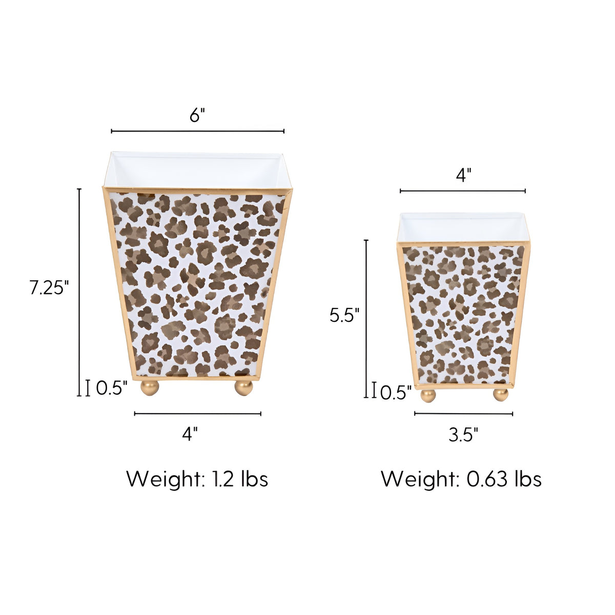 Cream Leopard Enameled Square Cachepot Planter
