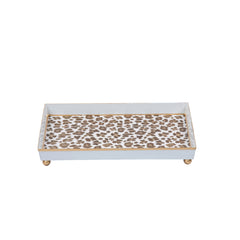 Leopard Cream Enameled Rectangle Vanity Tray for Bathroom, Vanity, Bedroom - Oliver Decorative Tray