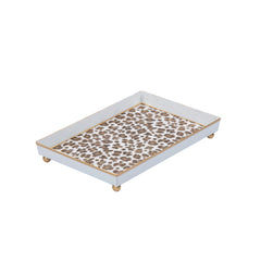 Leopard Cream Enameled Rectangle Vanity Tray for Bathroom, Vanity, Bedroom - Oliver Decorative Tray