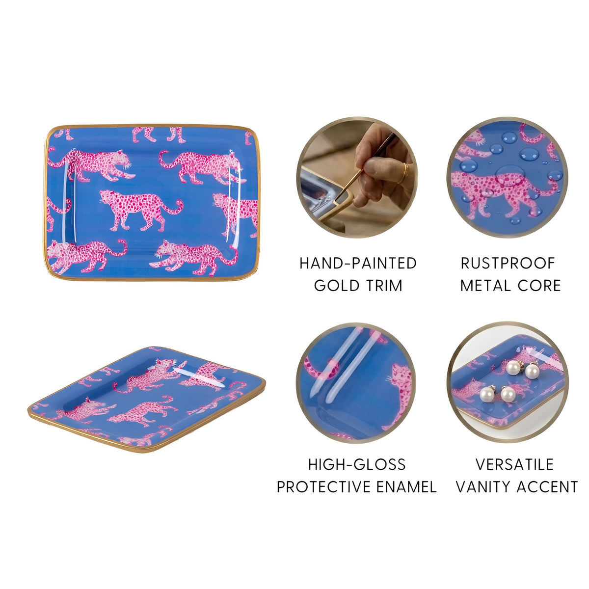 Pink Leopards Enameled Laney Soap Dish