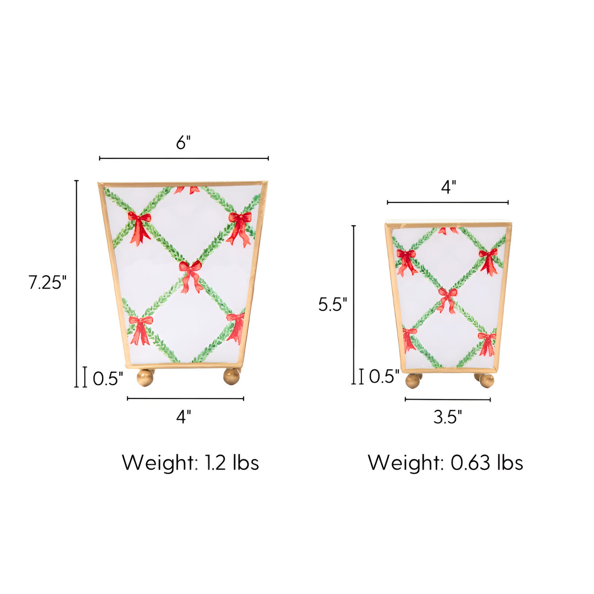 Bow Trellis Enameled Square Cachepot Planter