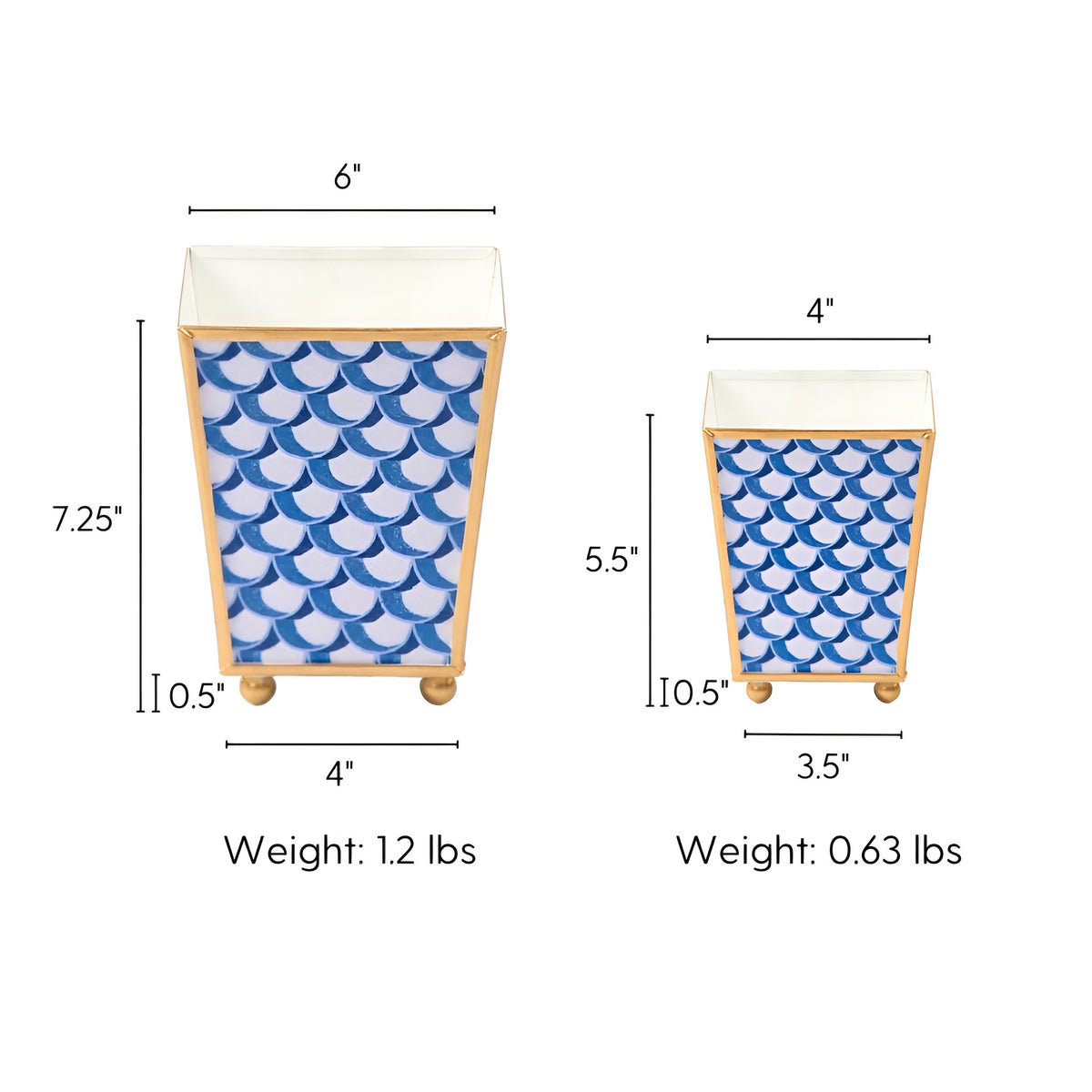 Scales Enameled Square Cachepot Planter