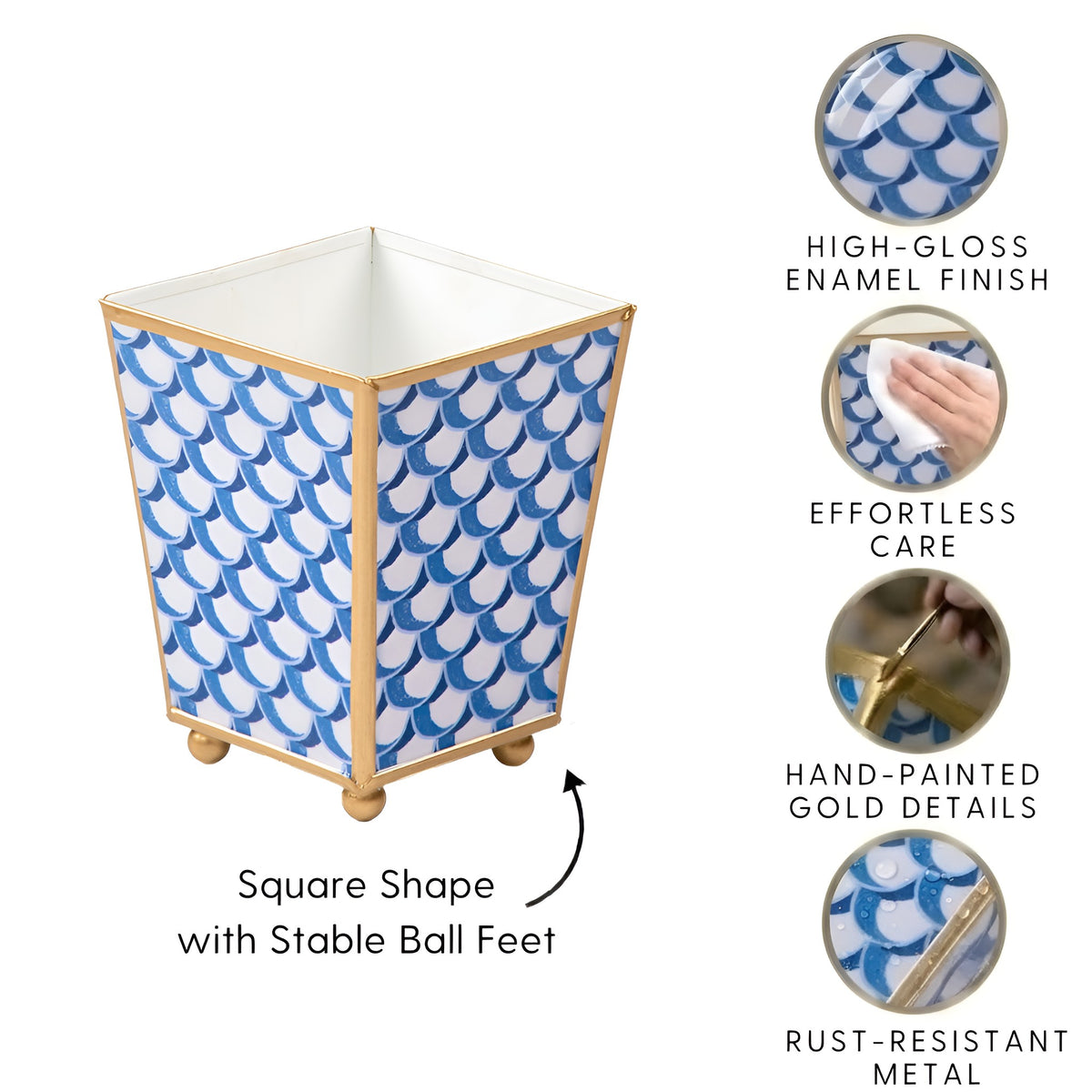 Scales Enameled Square Cachepot Planter