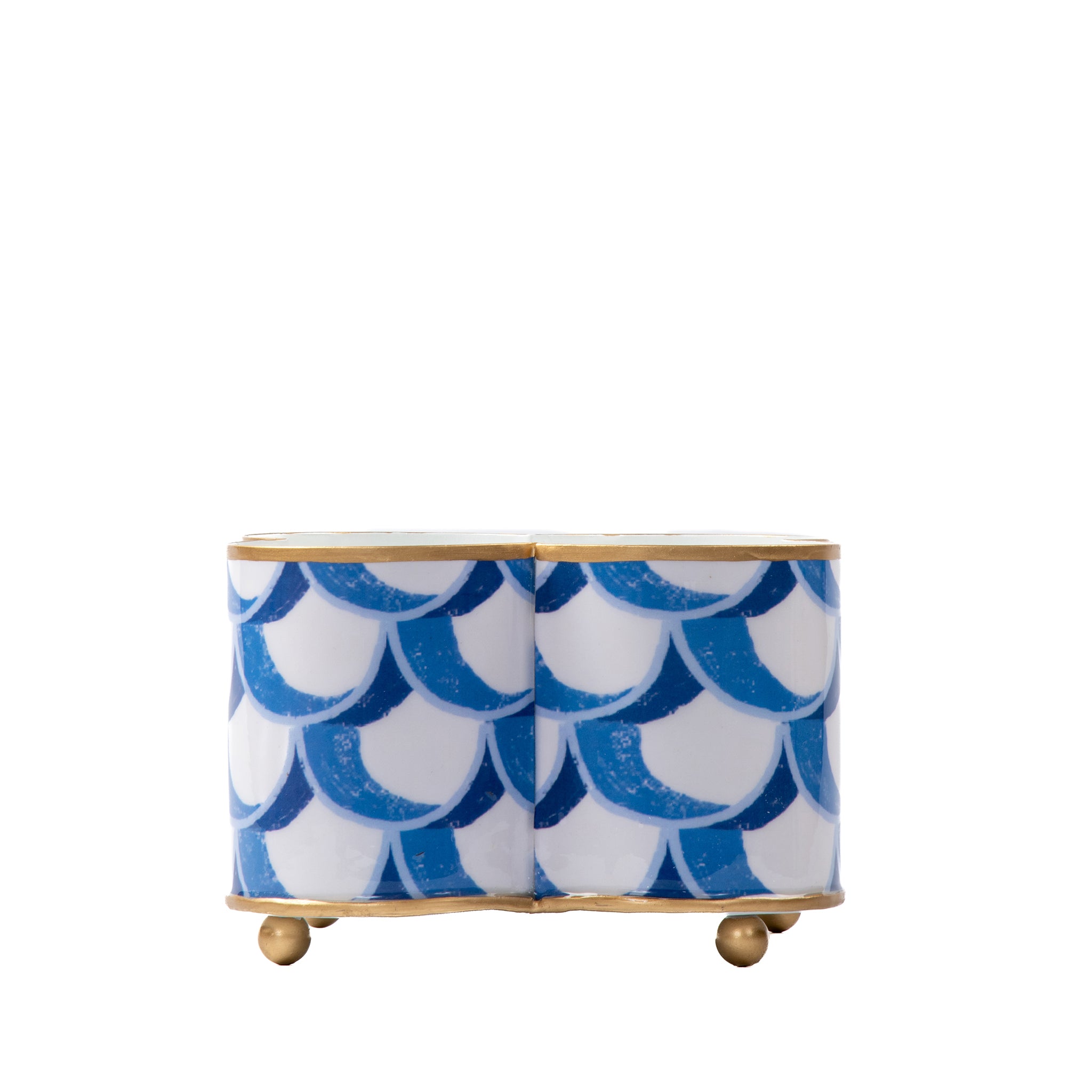 Scallops Enameled Quatrefoil Cachepot Planter - Avail 08/24