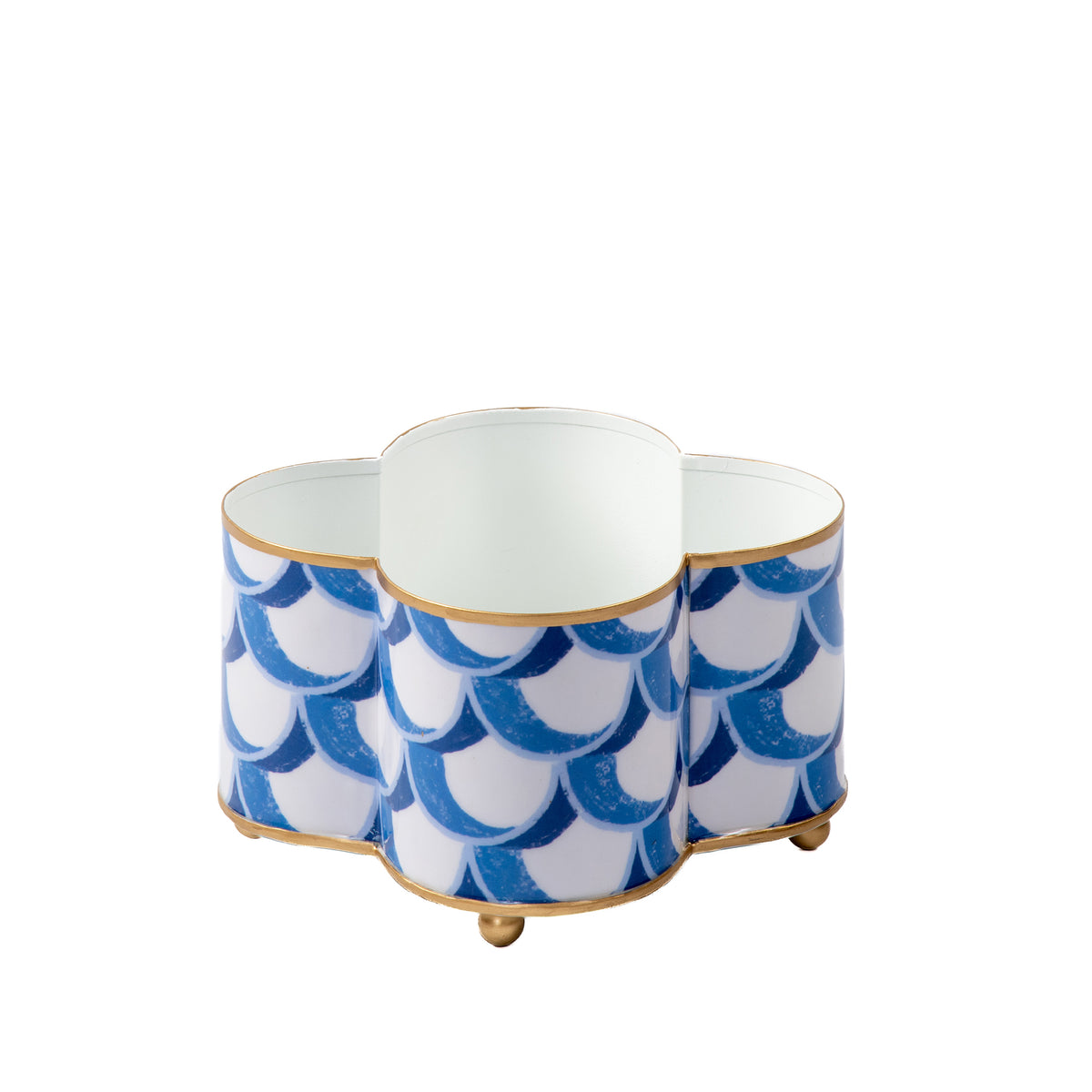 Scallops Enameled Quatrefoil Cachepot Planter - Avail 08/24