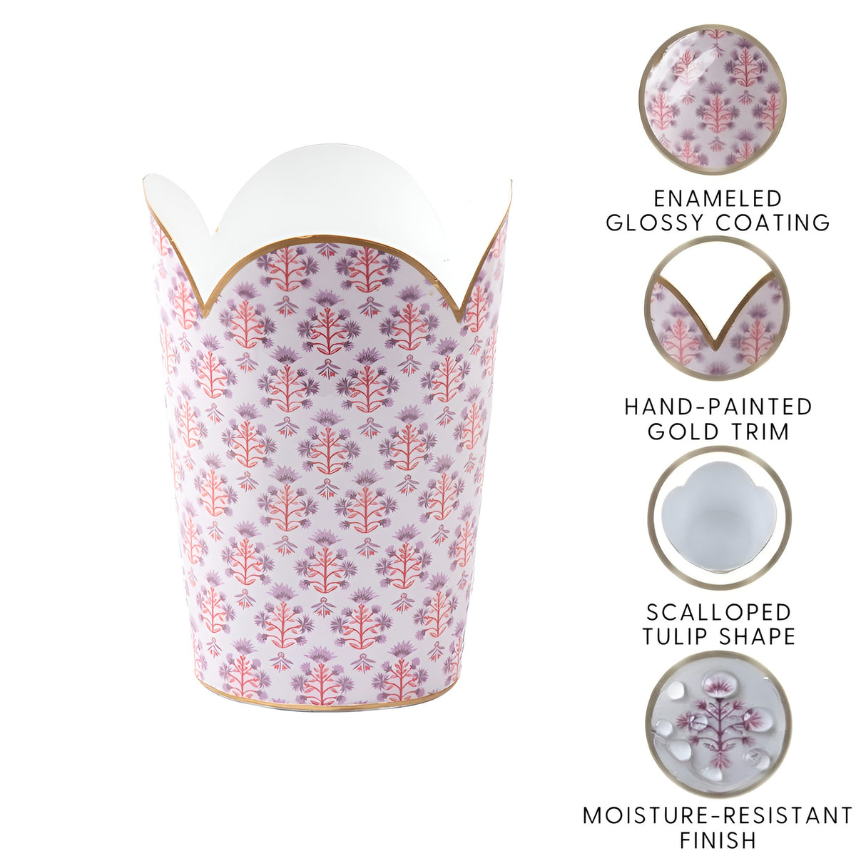 Penny Enameled Tulip Wastebasket