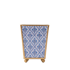 Marigold Lattice Enameled Square Cachepot Planter - Avail 08/24