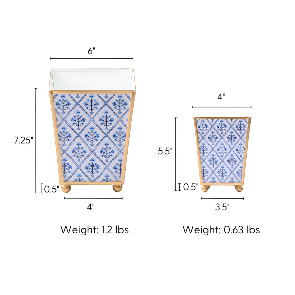 Marigold Lattice Enameled Square Cachepot Planter