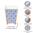Marigold Lattice Enameled Square Cachepot Planter