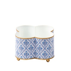Marigold Lattice Enameled Quatrefoil Cachepot Planter - Avail 08/24