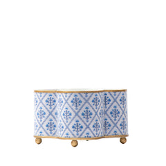 Marigold Lattice Enameled Quatrefoil Cachepot Planter - Avail 08/24
