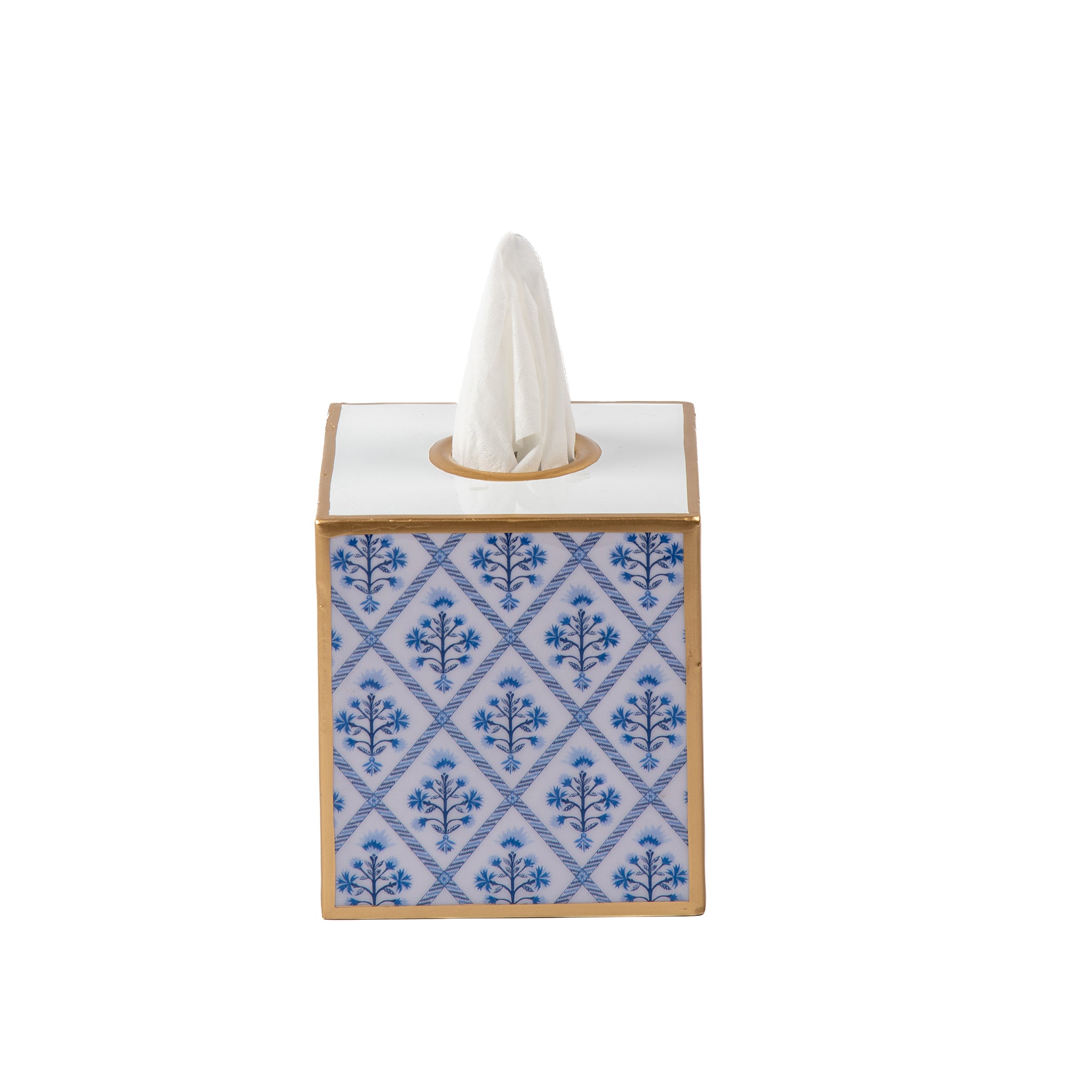 Marigold Lattice Enameled Tissue Box Cover - Avail 08/24